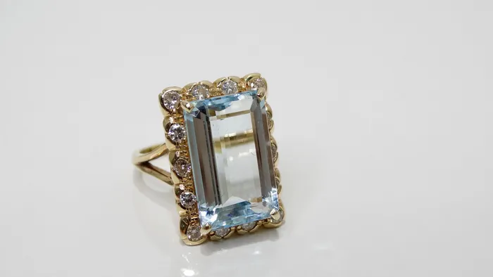 Aquamarine Diamond Victorian Ring Vintage by Misty Rings