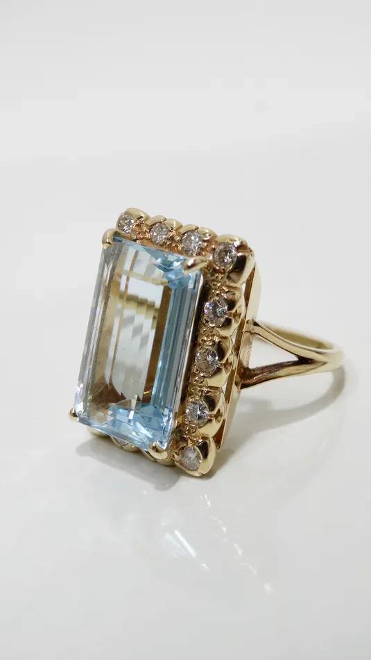 Aquamarine Diamond Victorian Ring Vintage by Misty Rings