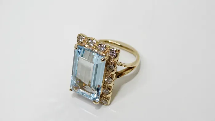 Aquamarine Diamond Victorian Ring Vintage by Misty Rings