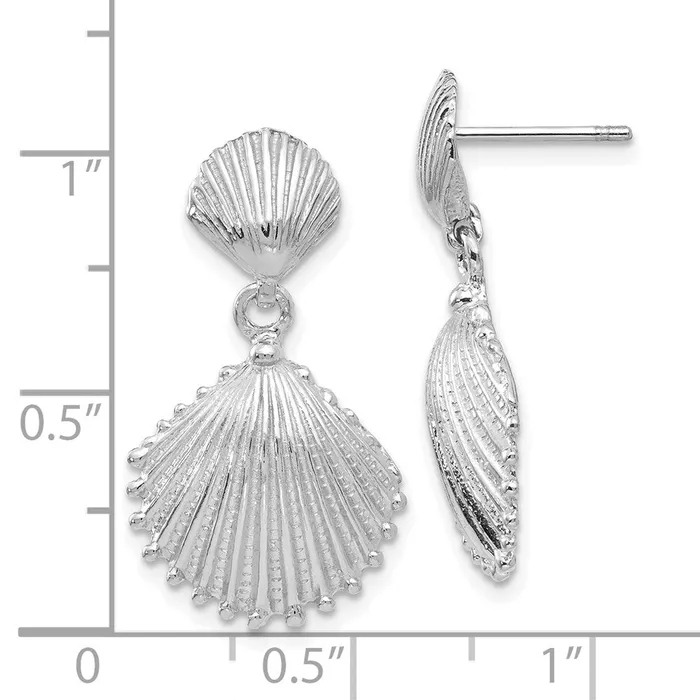Earrings WB Choice Jewelry 14K White Gold Scallop Shell Dangle Post EarringsWBCK4456W Earrings WB Choice Jewelry 14K White Gold Scallop Shell Dangle Post EarringsWBCK4456W