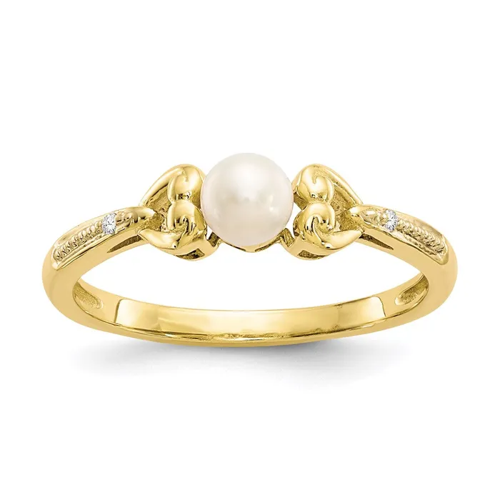 Rings WB Choice Jewelry 10K FW Cultured Pearl and Diamond RingWBC10XB279 Rings WB Choice Jewelry 10K FW Cultured Pearl and Diamond RingWBC10XB279
