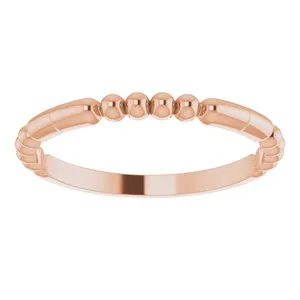 Rings WB Choice Jewelry 14K Rose Beaded Stackable Ring 51779103PSTWBC Rings WB Choice Jewelry 14K Rose Beaded Stackable Ring 51779103PSTWBC