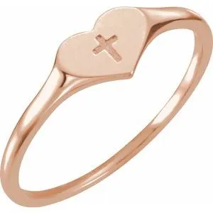WB Choice Jewelry Rings 14K Rose Heart Cross Ring Size 319351111PSTWBC