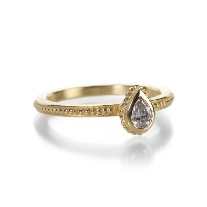 Barbara Heinrich Rings Pear Shaped Granulated Diamond Ring