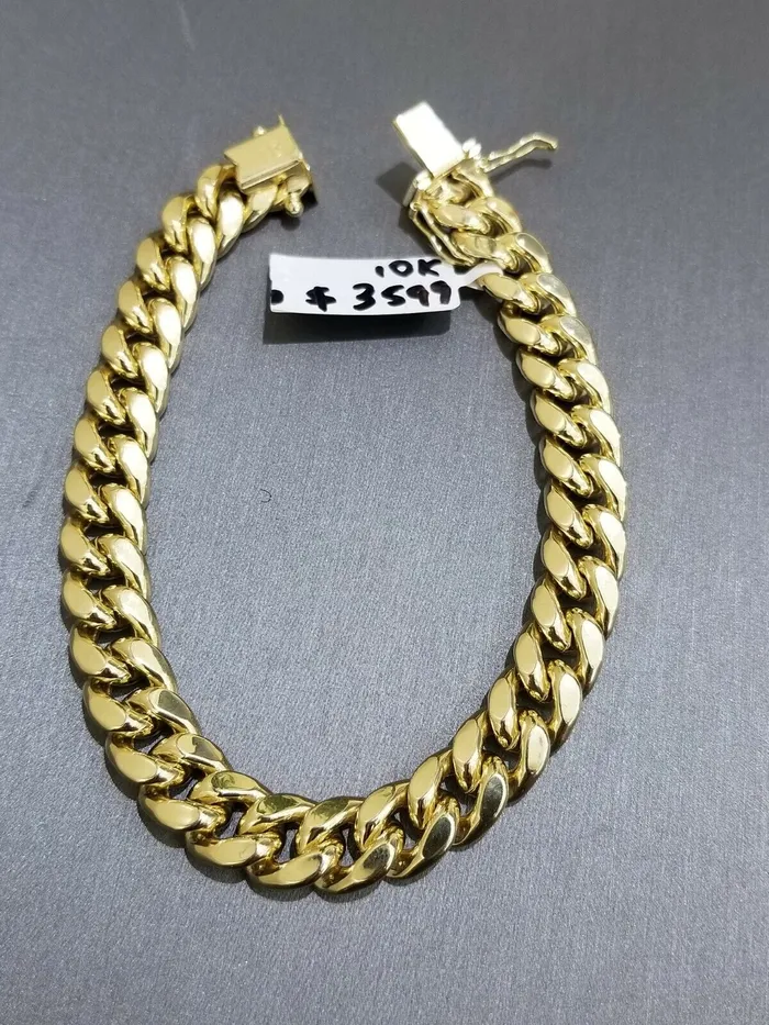 Bracelets globalwatches10 REAL 10k Gold Miami Cuban Link 8 Bracelet 9mm Men Box Clasp