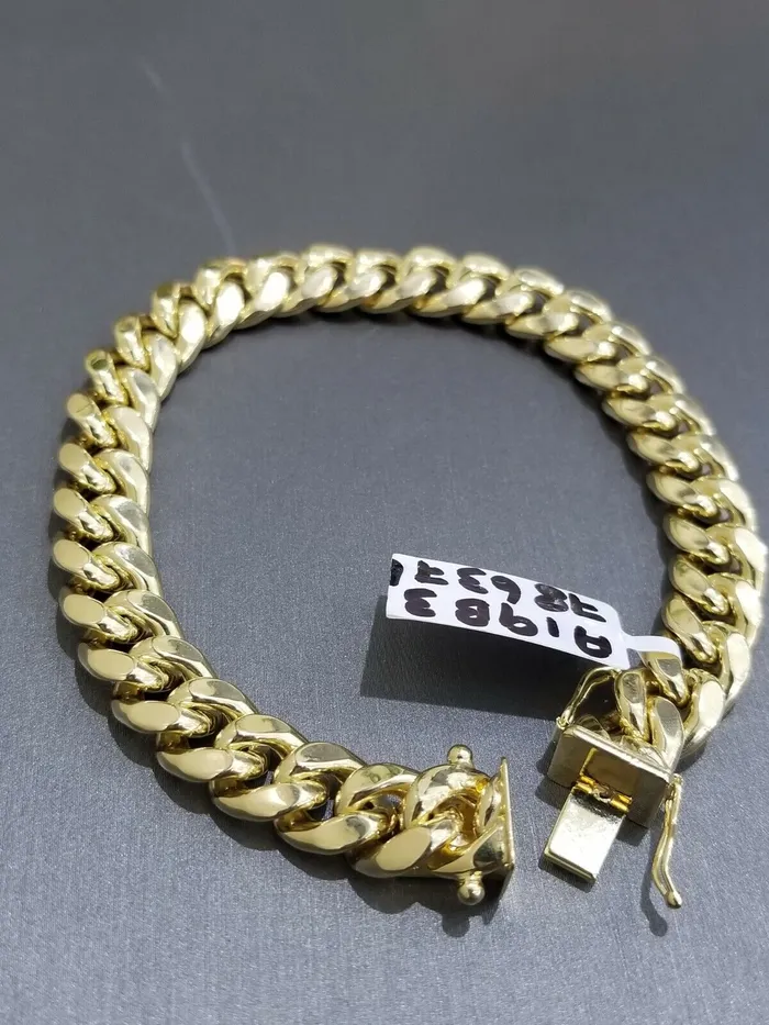 Bracelets globalwatches10 REAL 10k Gold Miami Cuban Link 8 Bracelet 9mm Men Box Clasp