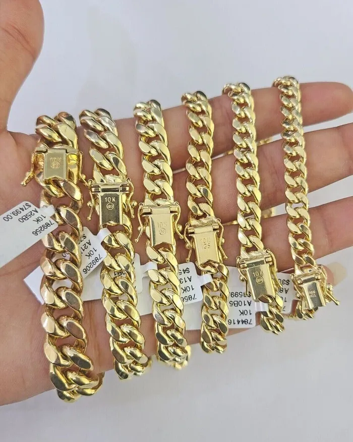 Gold and Diamond Bracelets Real 10k Miami Cuban link Bracelet 6mm11mm 759 10kt Yellow Gold Gold and Diamond Bracelets Real 10k Miami Cuban link Bracelet 6mm11mm 759 10kt Yellow Gold