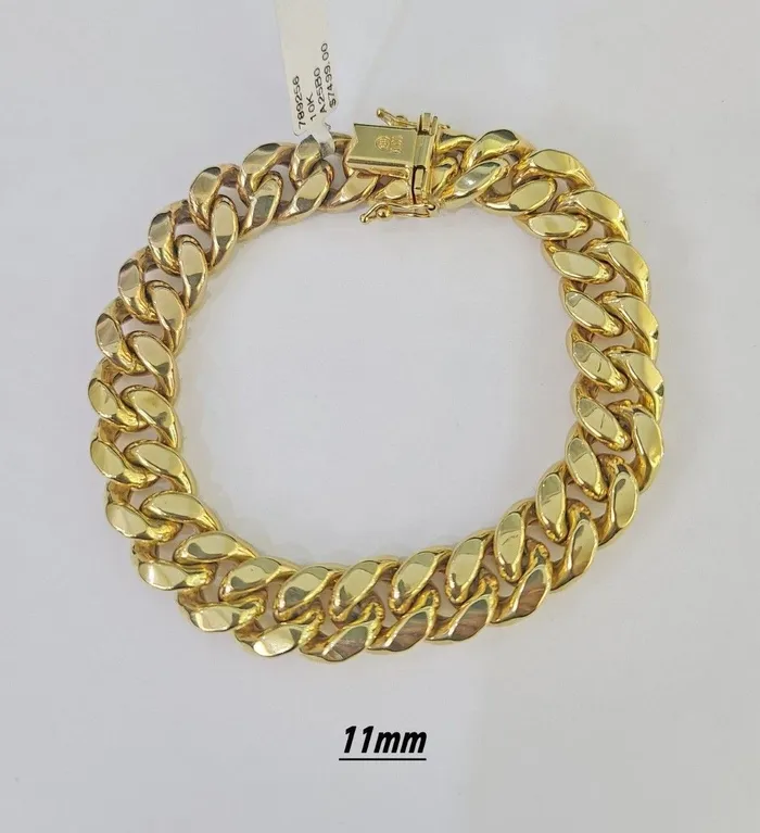 Gold and Diamond Bracelets Real 10k Miami Cuban link Bracelet 6mm11mm 759 10kt Yellow Gold