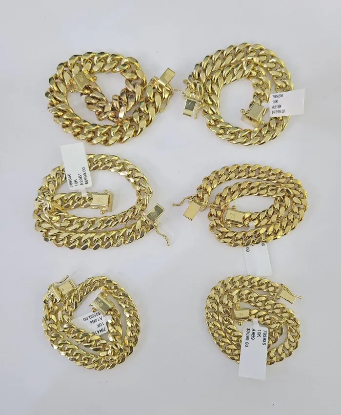 Gold and Diamond Bracelets Real 10k Miami Cuban link Bracelet 6mm11mm 759 10kt Yellow Gold
