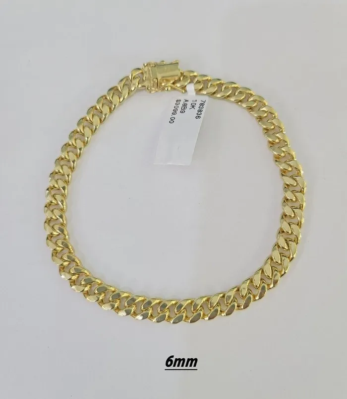Gold and Diamond Bracelets Real 10k Miami Cuban link Bracelet 6mm11mm 759 10kt Yellow Gold