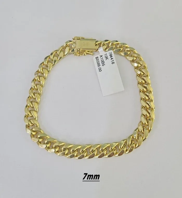 Gold and Diamond Bracelets Real 10k Miami Cuban link Bracelet 6mm11mm 759 10kt Yellow Gold