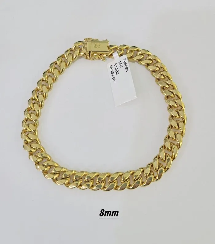 Gold and Diamond Bracelets Real 10k Miami Cuban link Bracelet 6mm11mm 759 10kt Yellow Gold