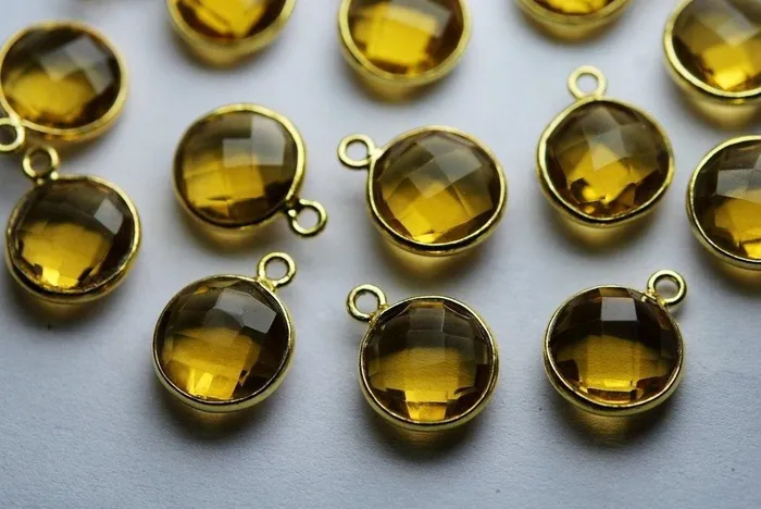 Jalvi Co Rings 925 Sterling Silver VermeilYellow Quartz Faceted Coins Shape Connector 2 Piece Of 14mm Jalvi Co Rings 925 Sterling Silver VermeilYellow Quartz Faceted Coins Shape Connector 2 Piece Of 14mm