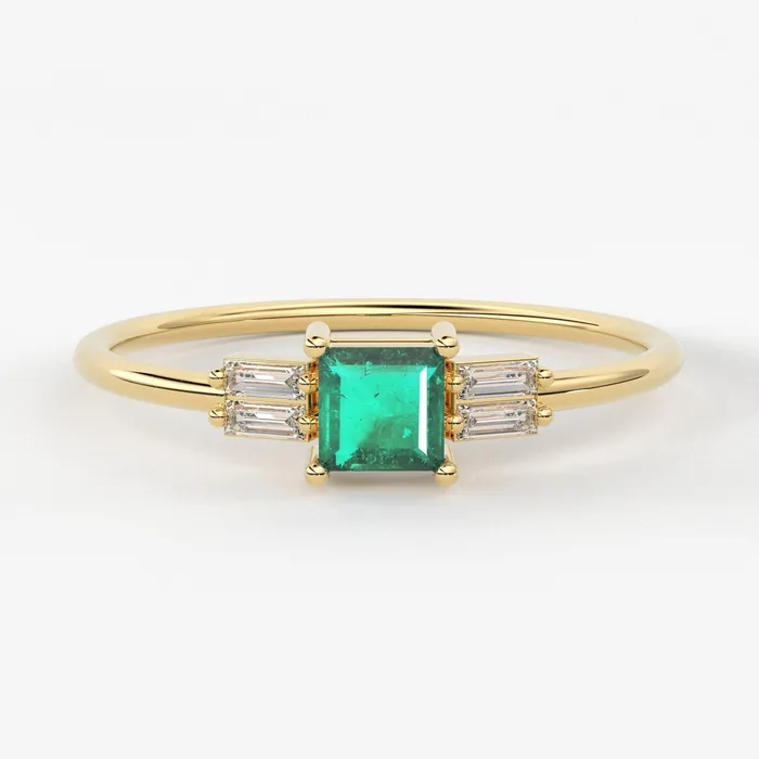 Jalvi Co Rings Emerald Diamond Ring 14k solid Gold Diamond Ring Stackable Diamond Ring Baguette Diamond Ring Jalvi Co Rings Emerald Diamond Ring 14k solid Gold Diamond Ring Stackable Diamond Ring Baguette Diamond Ring