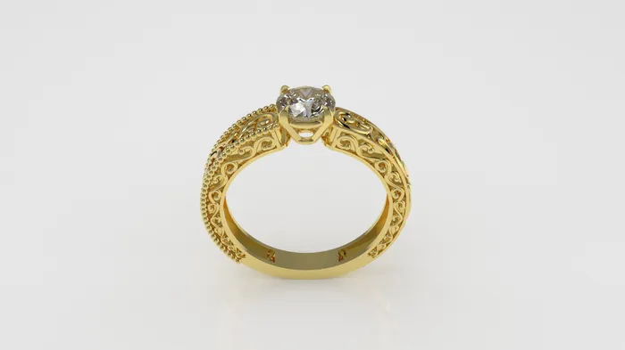 JCM DESIGN JEWELRY 14K Gold Solitaire Ring with 1 Diamond STT 4Prong Rings