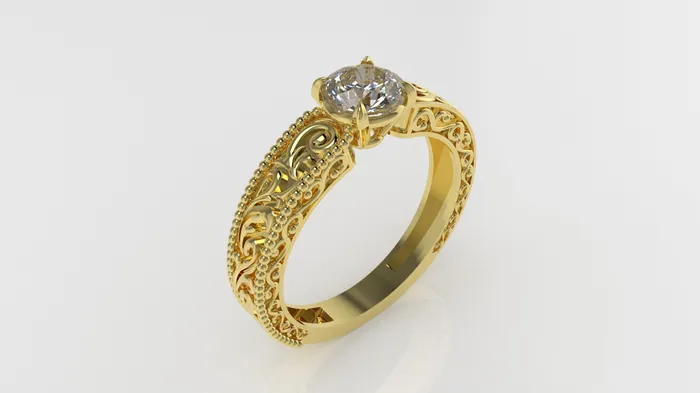 JCM DESIGN JEWELRY 14K Gold Solitaire Ring with 1 Diamond STT 4Prong Rings