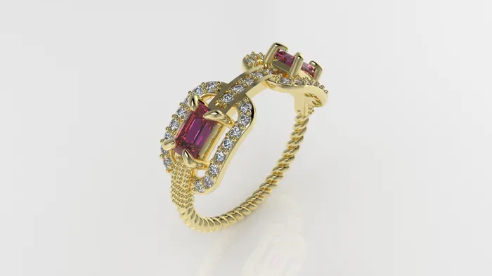 JCM DESIGN JEWELRY 14K Ring with 37 DIAMONDS and 2 TOURMALINE FILIGREE STT PRONG Rope Style Cut Chanel Rings JCM DESIGN JEWELRY 14K Ring with 37 DIAMONDS and 2 TOURMALINE FILIGREE STT PRONG Rope Style Cut Chanel Rings