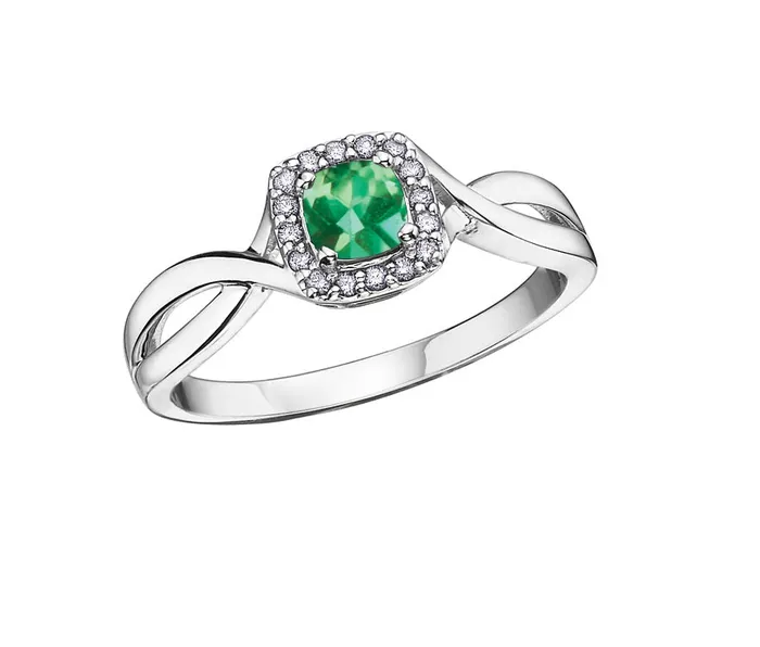 Rings Independent Jewellers 10kt White Gold Emerald And Diamond Ring
