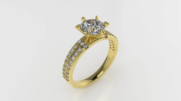 Rings JCM DESIGN JEWELRY 14K Gold Solitaire Ring with 39 Diamonds STT 6Prong and Cut Chanel