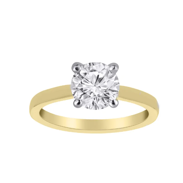 Rings Maple Leaf Diamonds 14kt Yellow and White Gold 100ct Round Canadian Diamond Engagement Ring Rings Maple Leaf Diamonds 14kt Yellow and White Gold 100ct Round Canadian Diamond Engagement Ring