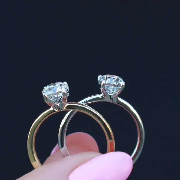 Rings Maple Leaf Diamonds 14kt Yellow and White Gold 100ct Round Canadian Diamond Engagement Ring