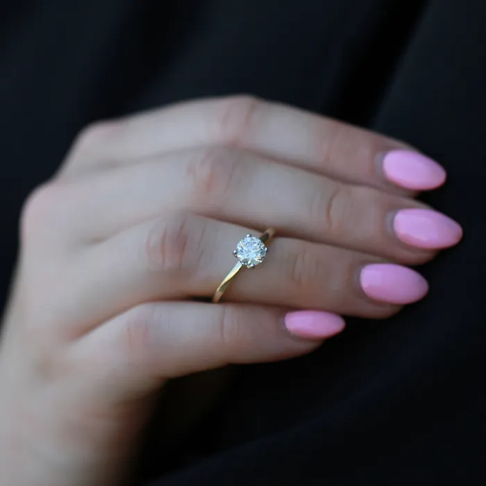 Rings Maple Leaf Diamonds 14kt Yellow and White Gold 100ct Round Canadian Diamond Engagement Ring
