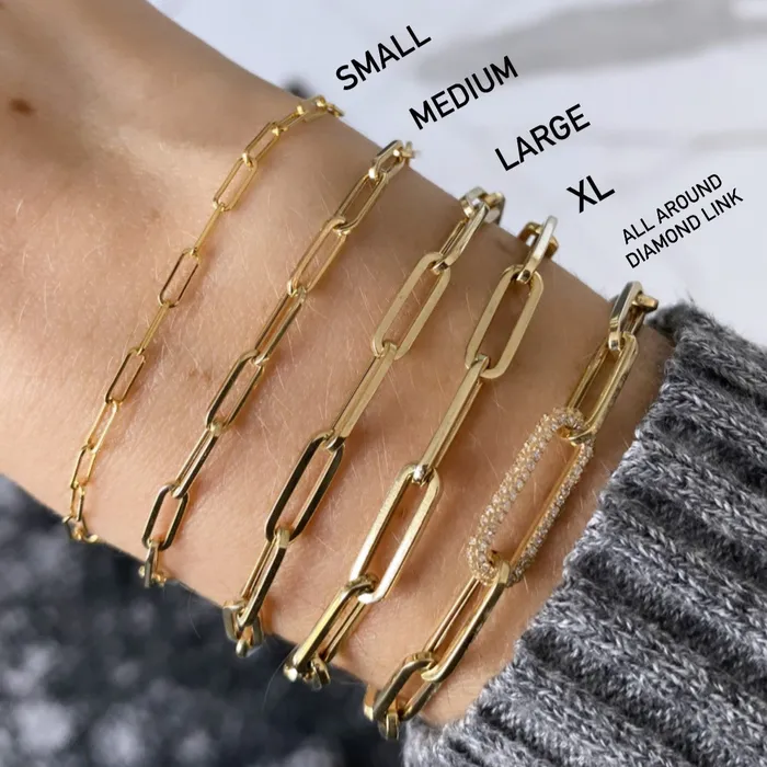 Alev Collection Bracelets Medium Paperclip Bracelet Small Paperclip Bracelet