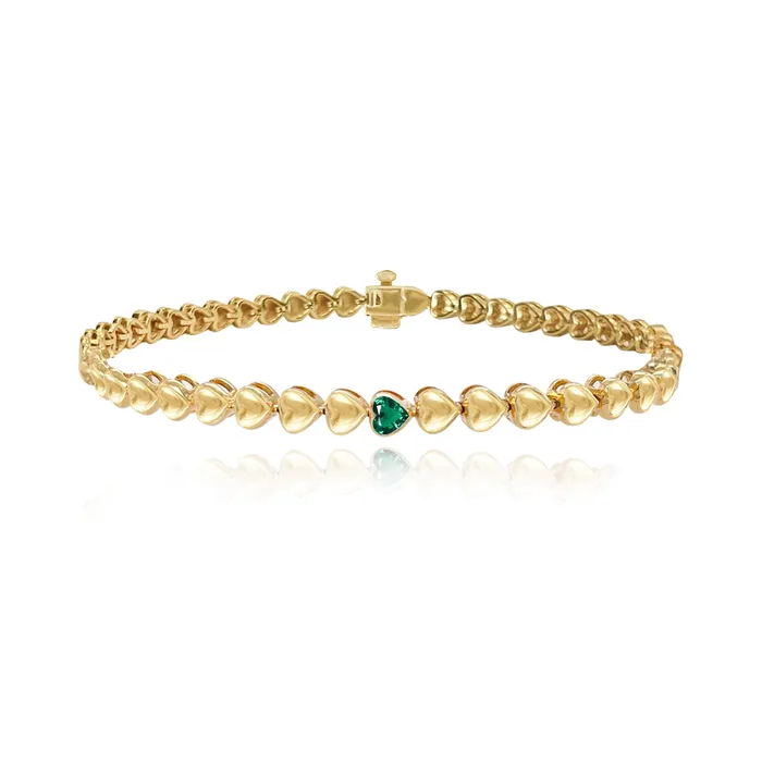 Alev Jewelry Bracelets Heart Gemstone Golden Bracelet