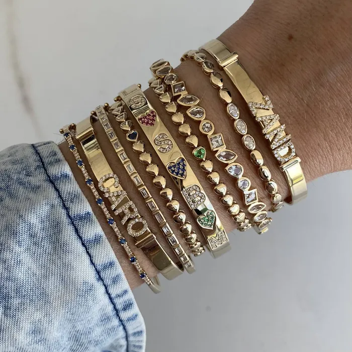 Alev Jewelry Bracelets Heart Gemstone Golden Bracelet