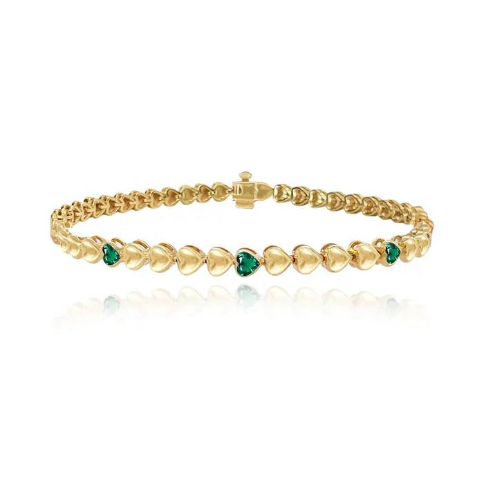 Alev Jewelry Bracelets Heart Gemstone Golden Bracelet