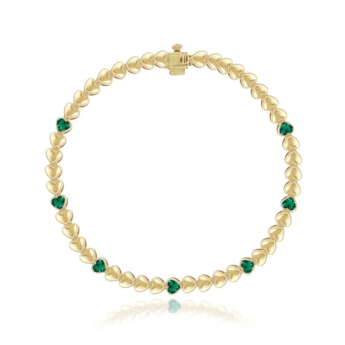 Alev Jewelry Bracelets Heart Gemstone Golden Bracelet
