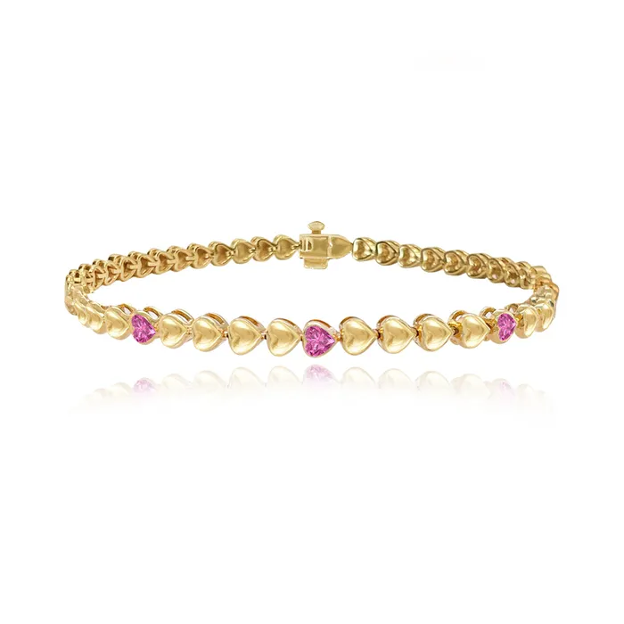 Alev Jewelry Bracelets Heart Gemstone Golden Bracelet
