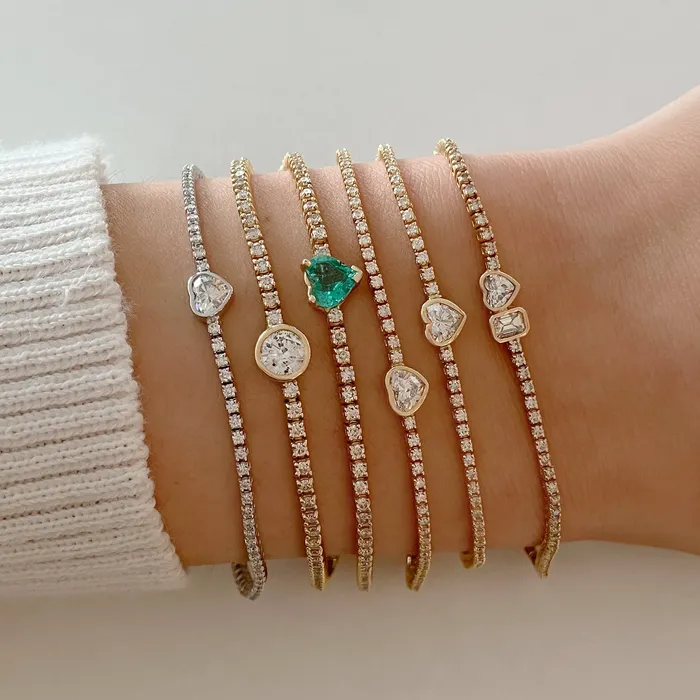 Alev Jewelry Tennis Bracelet with Solitaire Gemstone Bracelets