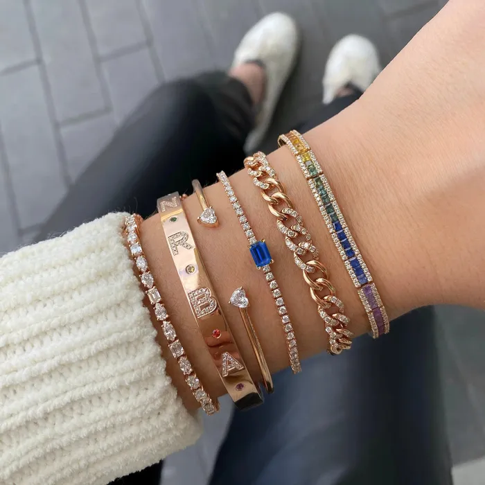 Alev Jewelry Tennis Bracelet with Solitaire Gemstone Bracelets