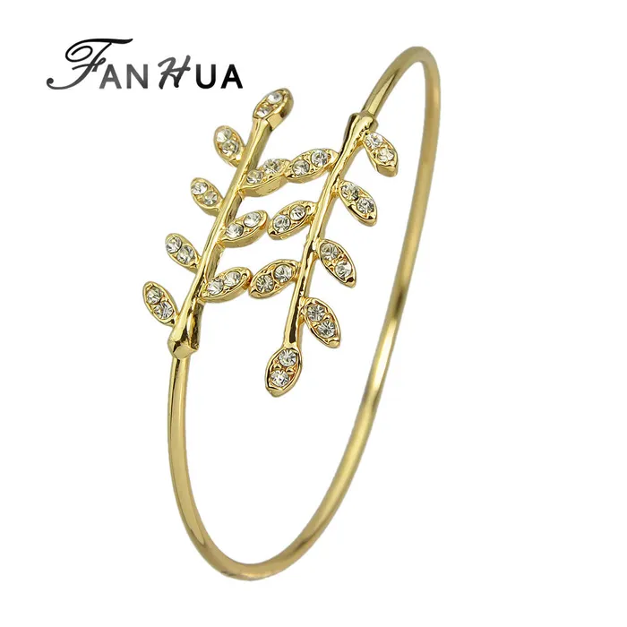 Bracelets Concise Rhinestone Leaf Open Cuff Bracelet for Women sparklingselections Bracelets Concise Rhinestone Leaf Open Cuff Bracelet for Women sparklingselections