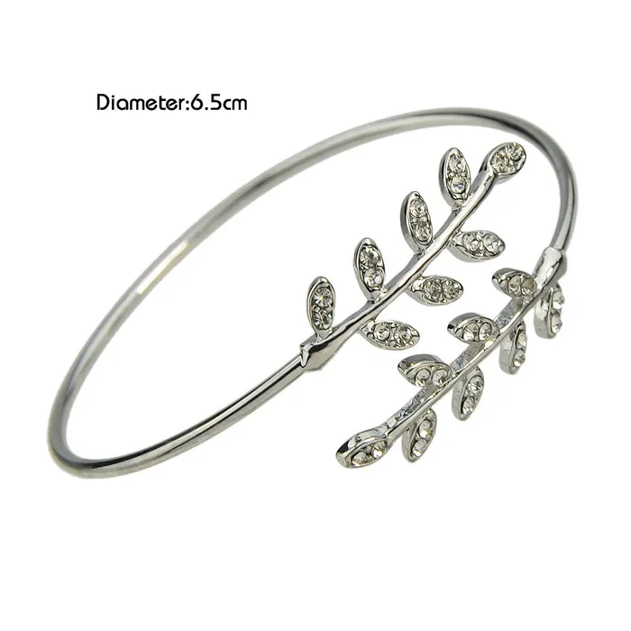 Bracelets Concise Rhinestone Leaf Open Cuff Bracelet for Women sparklingselections Bracelets Concise Rhinestone Leaf Open Cuff Bracelet for Women sparklingselections