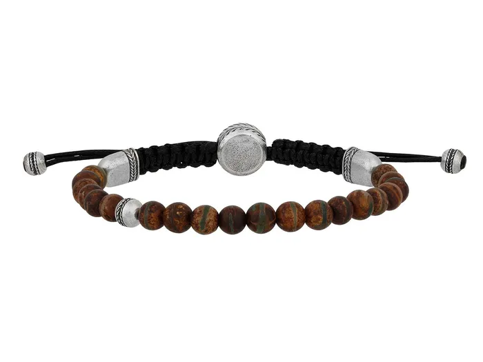 Bracelets GG SILVER NEW GURHAN Mens Sterling Silver Agate Beaded SingleStrand Bracelet 6mm Beads Adjustable Cord Bracelets GG SILVER NEW GURHAN Mens Sterling Silver Agate Beaded SingleStrand Bracelet 6mm Beads Adjustable Cord