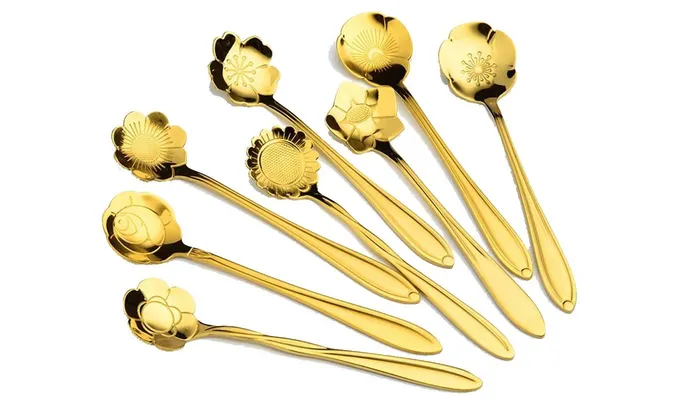 Bracelets sparklingselections 8PCS Flower Shape Stainless Steel Coffee Tea Spoon Bracelets sparklingselections 8PCS Flower Shape Stainless Steel Coffee Tea Spoon