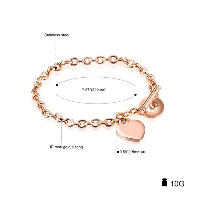 Bracelets sparklingselections Women Jewelry Heart Rose Gold Color Bracelet Bracelets sparklingselections Women Jewelry Heart Rose Gold Color Bracelet