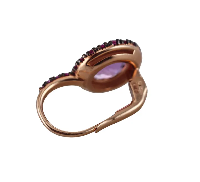 Mimi Milano Earrings Mimi Milano Happy Pink Sapphire Amethyst Gold Earrings