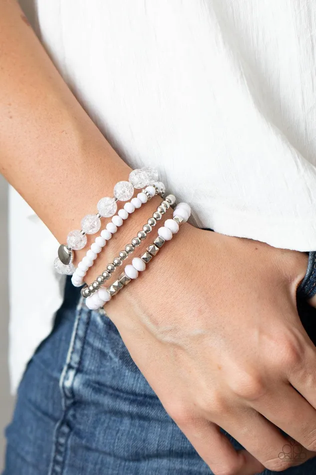 Paparazzi Accessories Bracelets Layered Luster White Bracelet Jewelry by Bretta